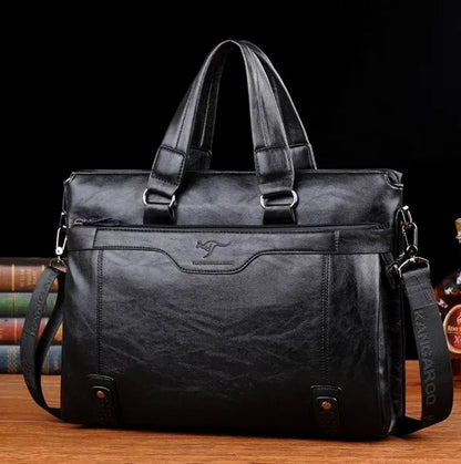 Maletín de Cuero PU para Hombre de 15 Pulgadas – Bolsa de Oficina Casual con Compartimentos para Computadora y Documentos