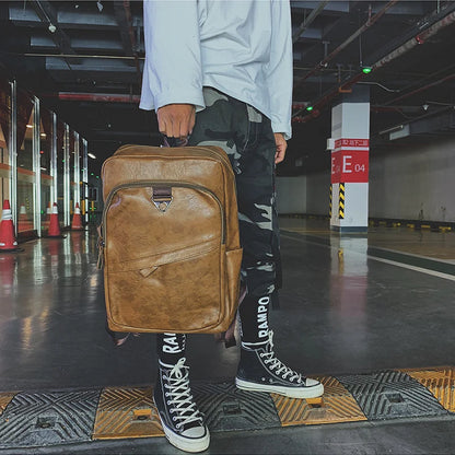 Mochila Masculina de PU de Alta Calidad, Mochila Grande para Laptop, Casual y Escolar para Adolescentes