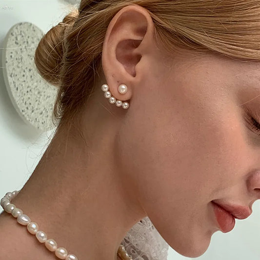 Nuevos pendientes de perlas de imitación para mujer, aretes geométricos de cristal de circón, estrellas, pendientes para niñas, joyería para Banquete de fiesta de cumpleaños