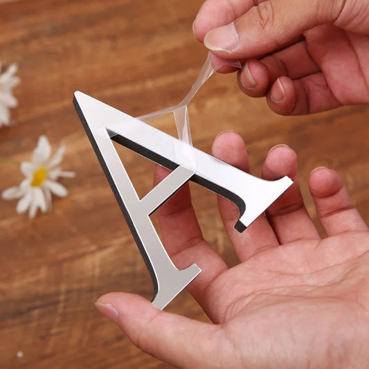 Adhesivo de Pared en Acrílico 3D con Letras Plateadas – Decoración para el Hogar, Fiestas de Cumpleaños y Bodas