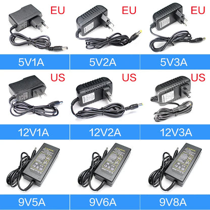 Fuente de Alimentación Universal, Transformador AC 220V a DC 5V/6V/9V/12V/15V/24V, Adaptador de Corriente para Controlador LED, 1A a 8A