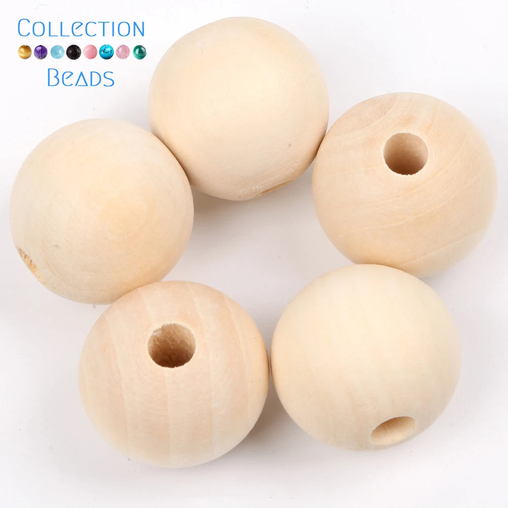 1000 Piezas de Bolas de Madera Natural para Joyería - Espaciadores Redondos de 4-50 mm, Accesorios Hechos a Mano para DIY
