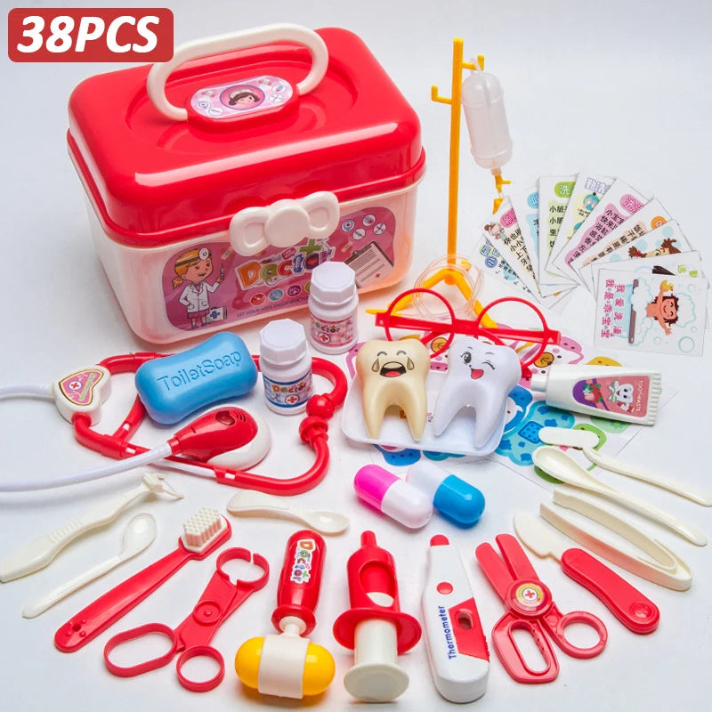 Set de Médico para Niños, Juegos de Simulación con Kit Médico y Accesorios de Enfermería, Maletín de Juguetes Educativos para Regalo Infantil