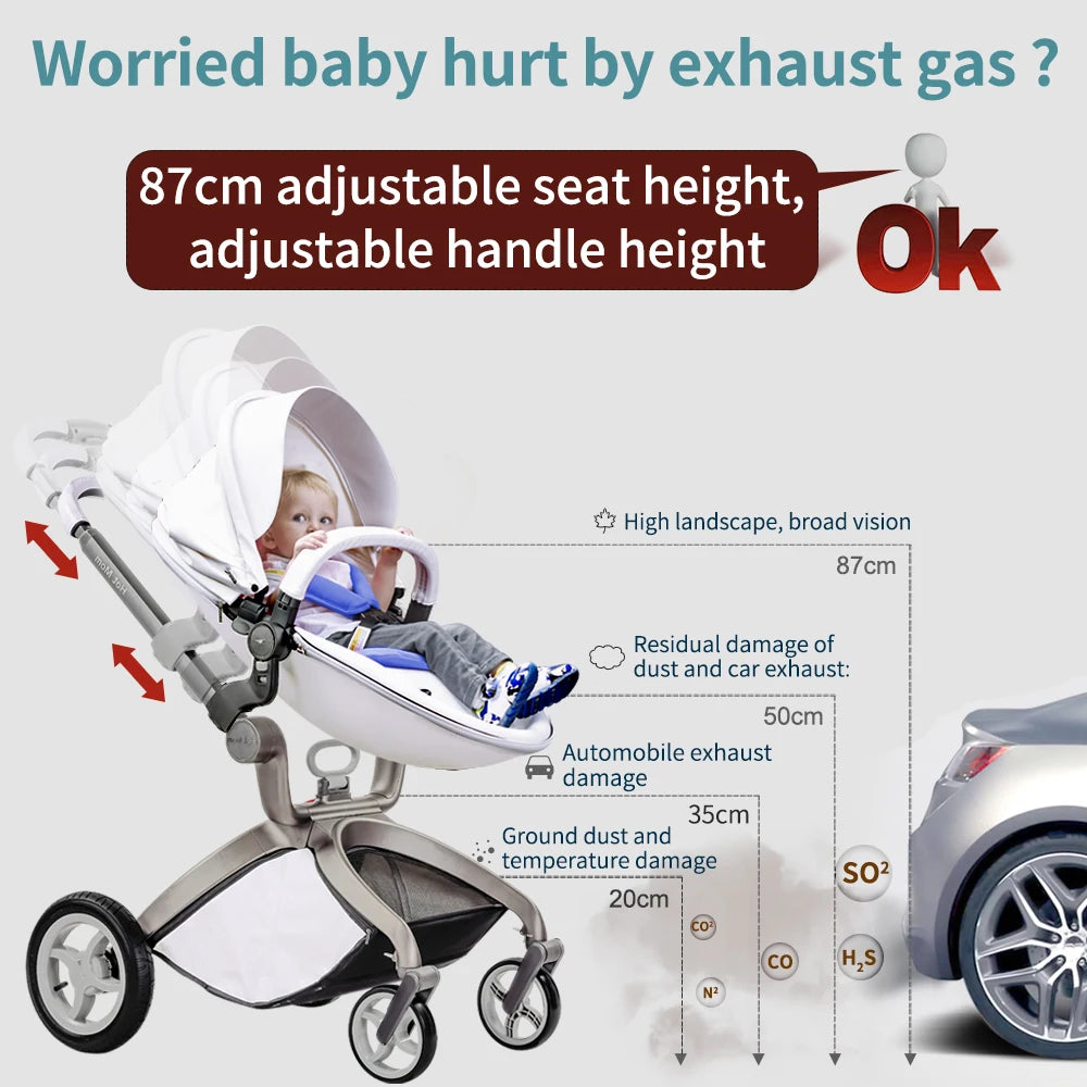 Coche de Paseo 3 en 1 Hot Mom: Cochecito de Bebé, Carrito de Alta Altura para Recién Nacidos, con Accesorios Adicionales, Modelo F22