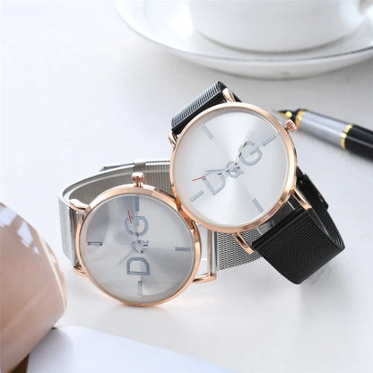 DQG - Reloj Minimalista de Lujo para Mujer, Pulsera con Banda de Malla de Oro Rosa