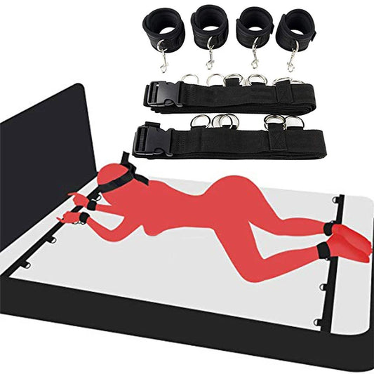 Juego de Restricción BDSM para Parejas | Esposas y Tobilleras para Cama, Abre Piernas, Juguetes Eróticos Sin Vibración