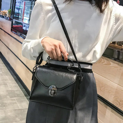 Bolso de Hombro con Diseño de Cerradura - Bolso Cruzado de Cuero PU, Estilo Casual y Elegante