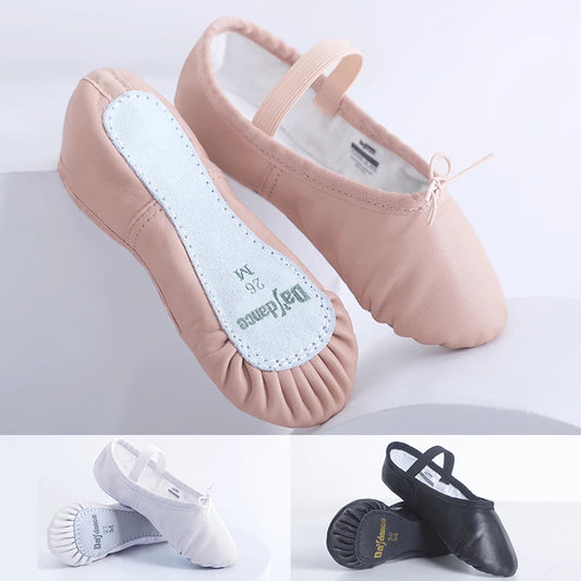 Zapatos de Ballet de Cuero Genuino - Zapatillas de Danza y Gimnasia para Mujeres y Niñas, Zapatos de Ballet de Piel de Oveja Suave con Cordones