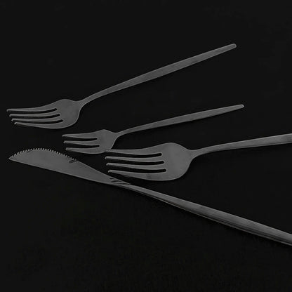 Set de Cubertería de Lujo Negro 18/10 de Acero Inoxidable | Juego de Cubiertos para Cena, Postre y Té