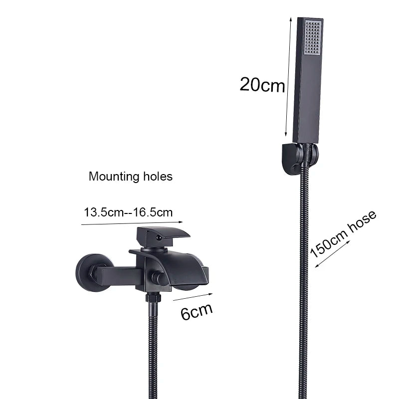Grifo de Baño Negro Mate MYQualife con 2 Funciones, Montaje en Pared para Ducha y Bañera con Control de Agua Caliente y Fría