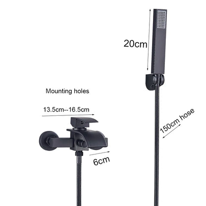 Grifo de Baño Negro Mate MYQualife con 2 Funciones, Montaje en Pared para Ducha y Bañera con Control de Agua Caliente y Fría