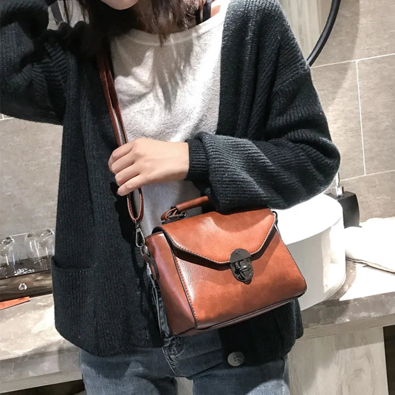 Bolso de Hombro con Diseño de Cerradura - Bolso Cruzado de Cuero PU, Estilo Casual y Elegante