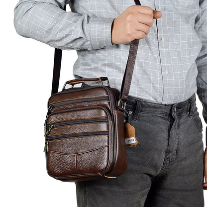 Bolso Bandolera para Hombre de Cuero Genuino – Elegante Mensajero de Marca de Lujo, Ideal para Tablets y Uso Diario