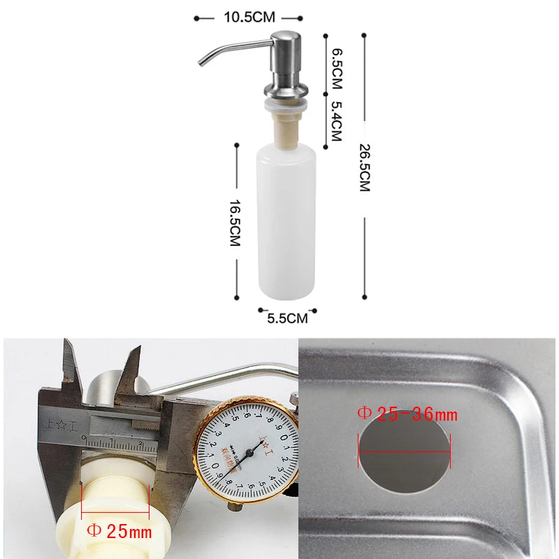Dispensador de Jabón de Acero Inoxidable para Cocina EL8406 | Dispensador de Jabón de Encimera para Fregadero
