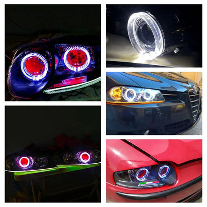 Kit de Lente Proyector Bi Xenón de 2.5 Pulgadas con DRL LED y Ojos de Ángel - Compatible con Modelos H1, H4 y H7