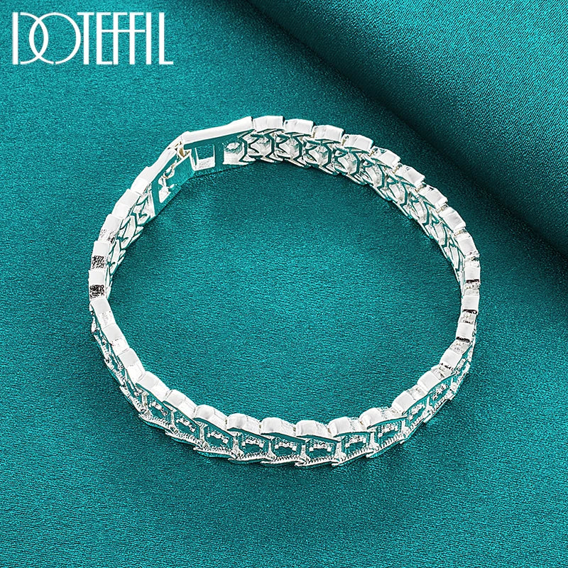 DOTEFFIL - Pulsera Ancha de Plata de Ley 925 Unisex para Boda y Fiesta