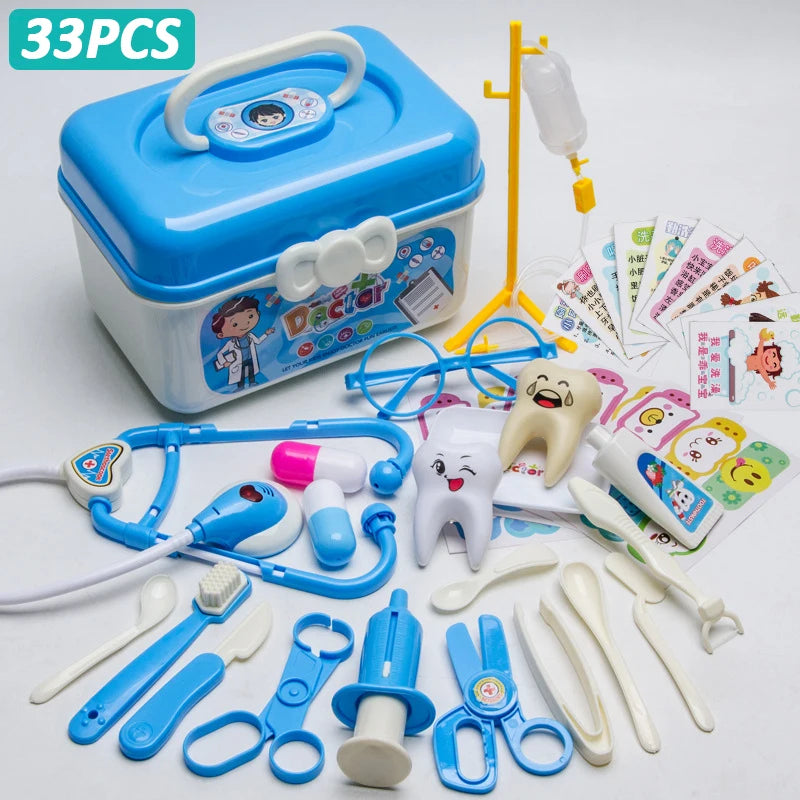 Set de Médico para Niños, Juegos de Simulación con Kit Médico y Accesorios de Enfermería, Maletín de Juguetes Educativos para Regalo Infantil