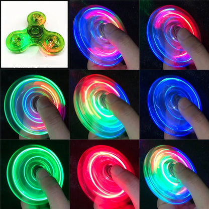 Spinner de cristal luminoso con luz LED para niños, giroscopio cinético que brilla en la oscuridad, EDC, juguetes para aliviar el estrés