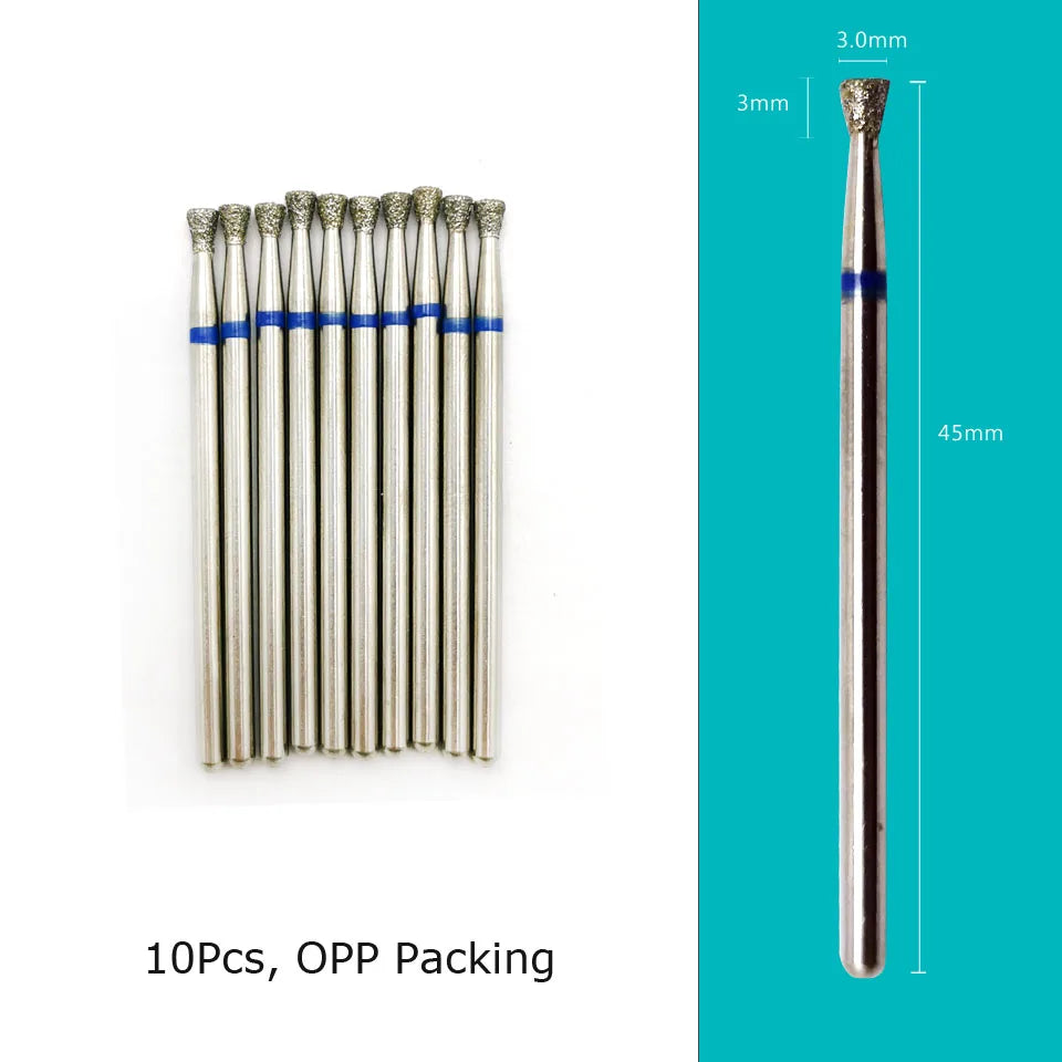 Set de 10 Brocas para Torno de Uñas HYTOOS - Fresas de Diamante para Cutículas, Cortadores para Pedicura, Accesorios para Uñas
