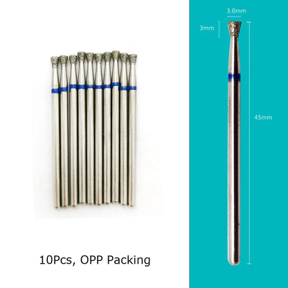Set de 10 Brocas para Torno de Uñas HYTOOS - Fresas de Diamante para Cutículas, Cortadores para Pedicura, Accesorios para Uñas