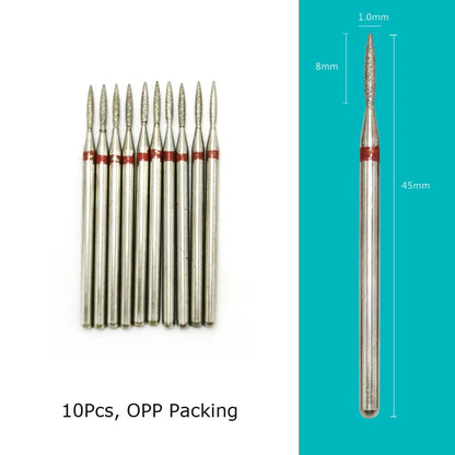 Set de 10 Brocas para Torno de Uñas HYTOOS - Fresas de Diamante para Cutículas, Cortadores para Pedicura, Accesorios para Uñas