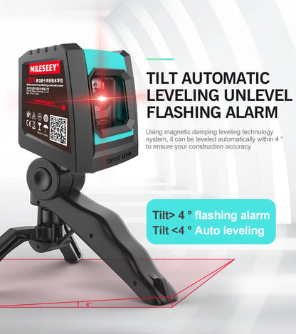 MiLESEEY Nivel Láser 2 Líneas Rojo/Verde, 3D Autonivelante con Trípode y Batería Recargable