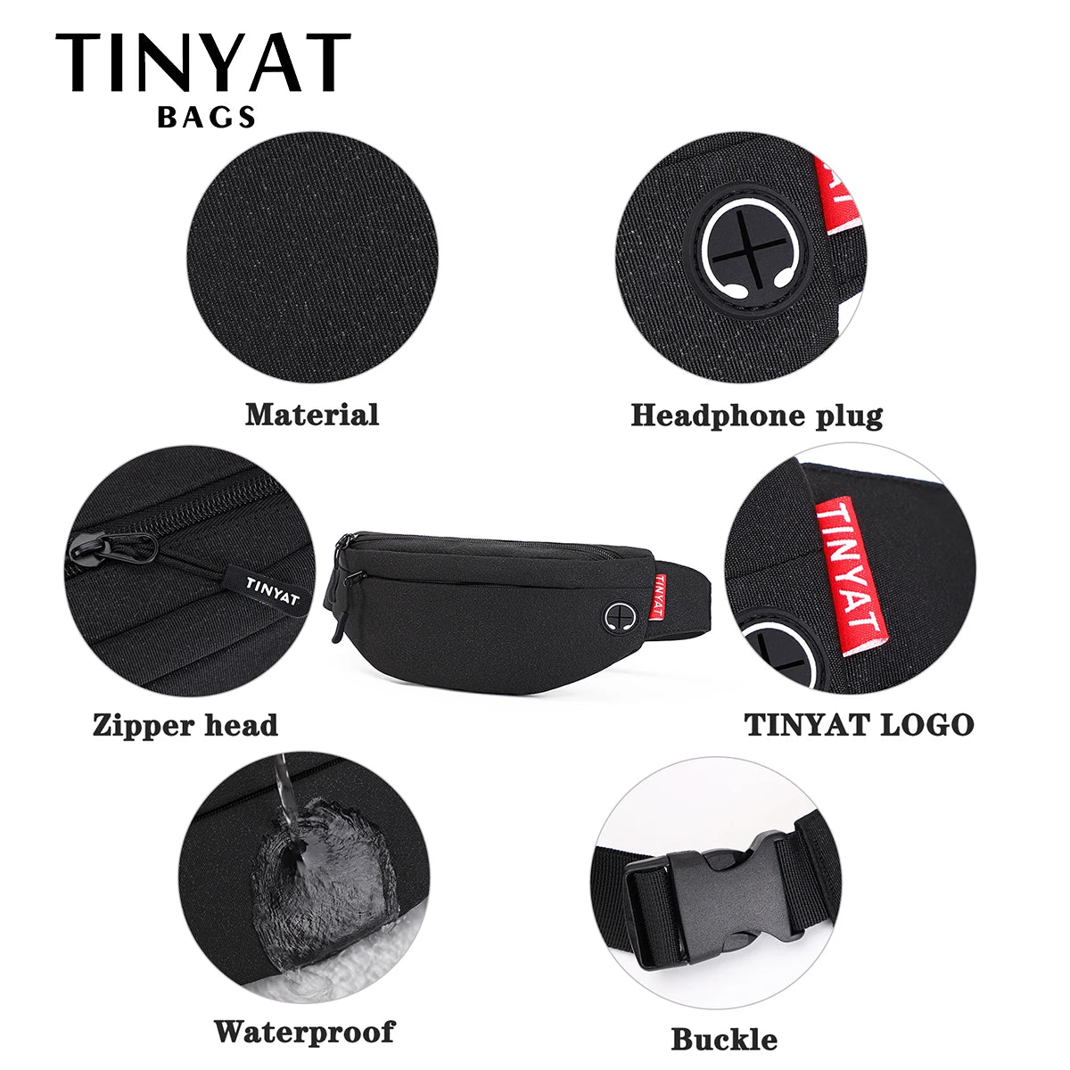 Bolso de Cintura de Gran Capacidad para Hombre – Bolsa Casual de Nylon Impermeable con Funciones Antirrobo