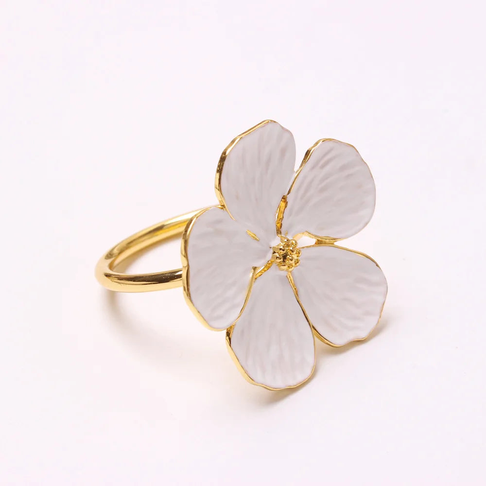Anillo de Servilleta Floreciente - Soporte de Servilletas de Flor de Ciruelo, Hebilla Decorativa para Hotel y Fiesta, Set de 4 Piezas