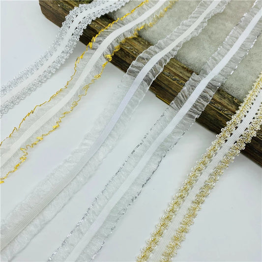 Cinta Elástica de Encaje - 5 Yardas en 20mm y 25mm, Banda de Licra para Costura y Accesorios de Ropa