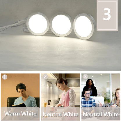 Lámpara LED para Bajo de Gabinete DC12V 3W/5W, Redonda, Iluminación para Armarios, Cocina y Hogar