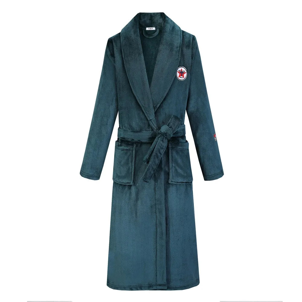 Bata gruesa de franela para hombre, Kimono de baño, camisón cálido, lencería íntima, ropa de casa de talla grande, Otoño e Invierno