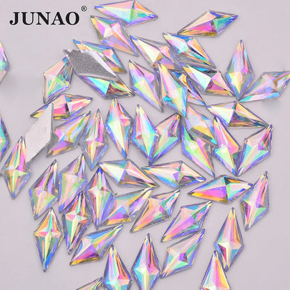 Piedras de diamantes de imitación de resina, no cosidas, 10x22mm, 40 unidades, cristales AB rombo, para manualidades y decoración de vestidos