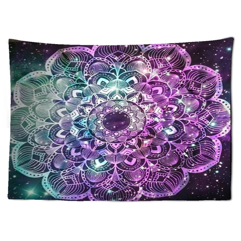 Tapiz Hippie con patrón de Mandala brillante 3D, tapiz colgante de pared, Alfombra de tela, funda de cama Bohemia, decoración del hogar