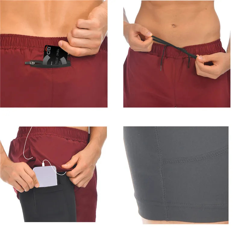 Pantalones Cortos Deportivos Hombre 2 en 1 | Secado Rápido para Entrenamiento, Gimnasio y Running | Verano 2023