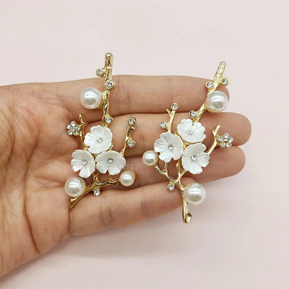 Rama de Flores Chapada en Oro KC - Accesorios de Aleación de Metal para Fabricación de Joyas, 33x63mm, 10 Piezas