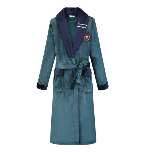 Bata gruesa de franela para hombre, Kimono de baño, camisón cálido, lencería íntima, ropa de casa de talla grande, Otoño e Invierno