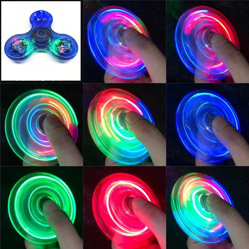 Spinner de cristal luminoso con luz LED para niños, giroscopio cinético que brilla en la oscuridad, EDC, juguetes para aliviar el estrés