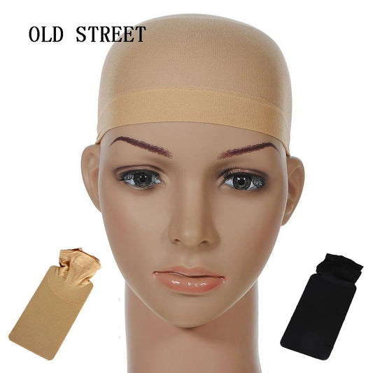 Gorro de malla para peluca, malla elástica para el pelo, color Beige, sin pegamento, fácil de usar y lavar
