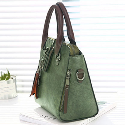 Bolsos de Mano Vintage de Cuero PU para Mujer, Bolsos Messenger, Tote, Bolsos Crossbody con Adorno de Borlas, Bolsos Boston, Venta Caliente