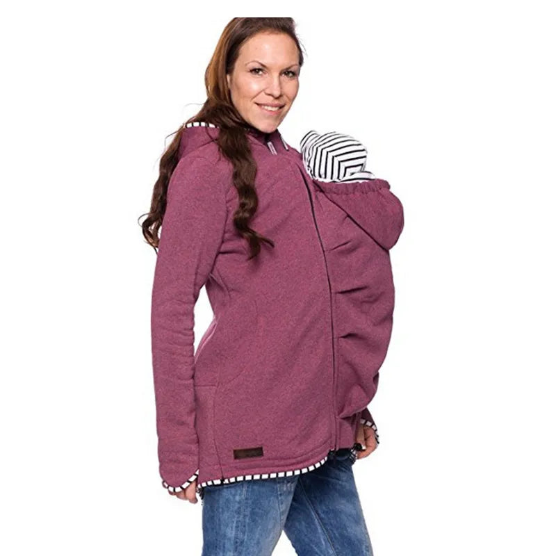 Chaqueta de Maternidad con Portabebés - Abrigo de Primavera/Otoño con Canguro y Cierre de Cremallera para Mujeres Embarazadas