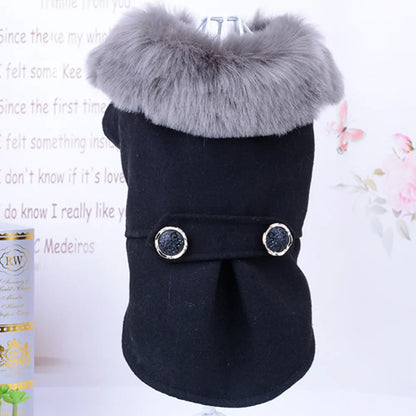Ropa de invierno para perro, chaqueta con cuello de piel para gato, suéter acolchado cálido para cachorro, perros pequeños y medianos