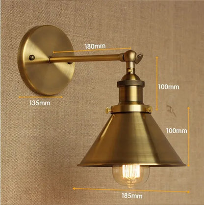 Aplique de Pared Vintage de Hierro Forjado y Latón - Lámpara de Estilo Industrial para Cafés y Salones