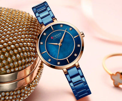 Relojes de Oro Rosa para Mujer, Accesorio de Marca Superior de Lujo, de Cuarzo, Resistente al Agua