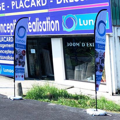 Bandera publicitaria de pluma personalizada con impresión gráfica para promoción, inauguración, eventos al aire libre y decoración publicitaria