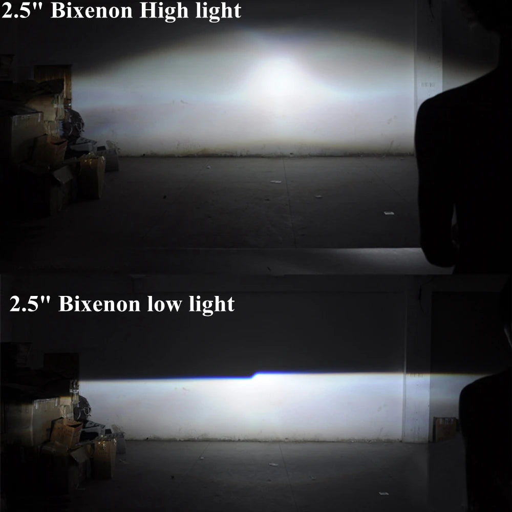 Kit de Lente Proyector Bi Xenón de 2.5 Pulgadas con DRL LED y Ojos de Ángel - Compatible con Modelos H1, H4 y H7