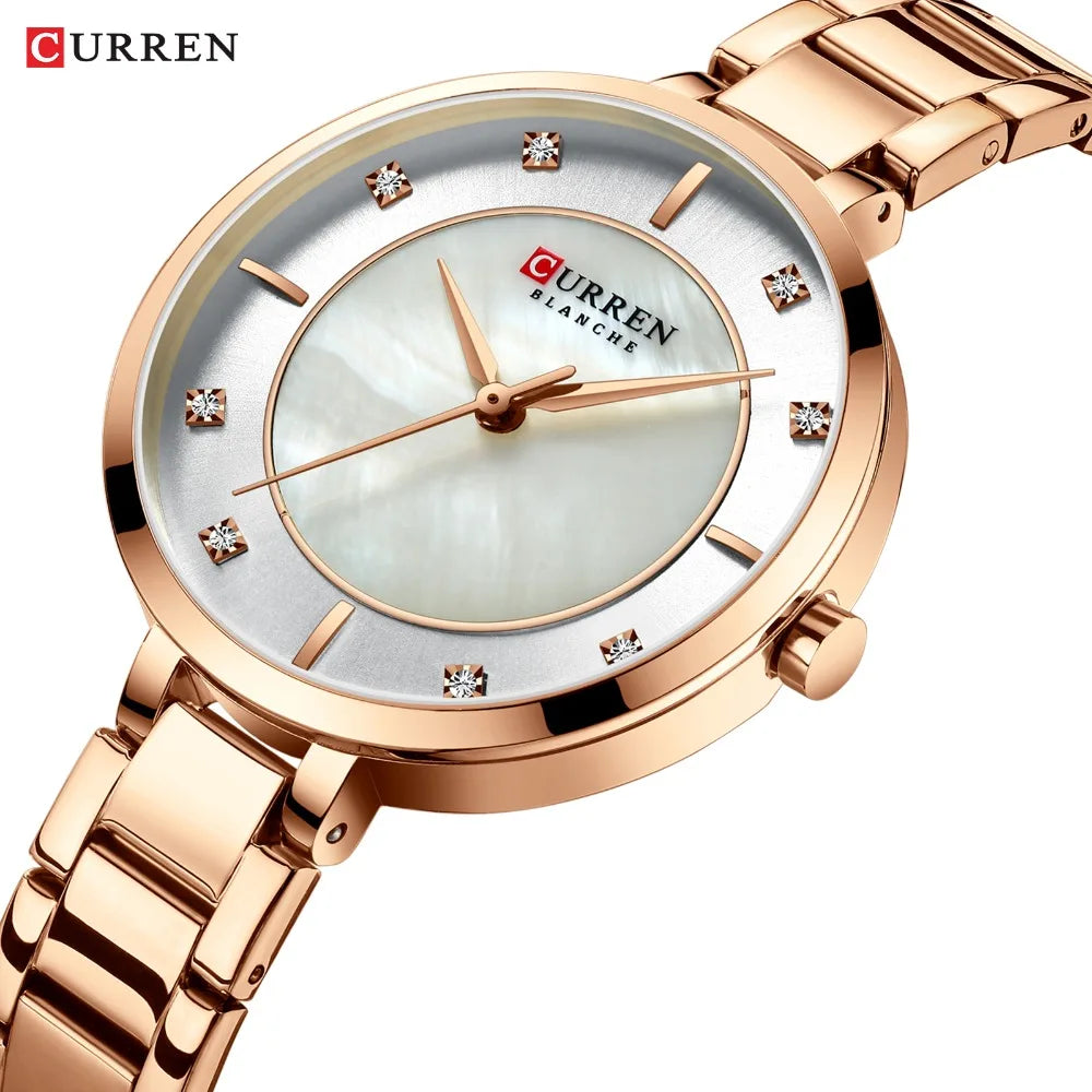 Relojes de Oro Rosa para Mujer, Accesorio de Marca Superior de Lujo, de Cuarzo, Resistente al Agua