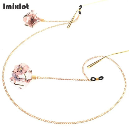 1PC Cadena de Gafas de Metal Dorado con Múltiples Estilos: Cadena para Gafas con Colgante de Fresa, Cruz, Flor - Sujeta Cordón para Lentes de Lectura