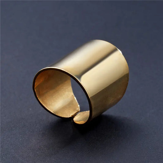 Anillo Abierto de Color Dorado y Plateado para Mujeres y Hombres - Anillo Ancho Estilo Hip Hop Punk, Joyería Boho Simple