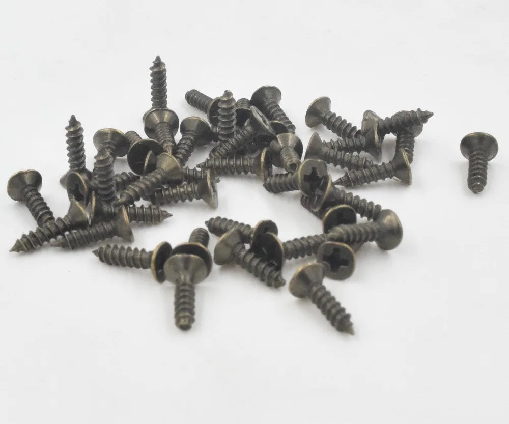 500 Pcs Tornillos de Cabeza Plana para Carpintería | Accesorios de Hardware para Muebles | 2mm a 3mm en Oro, Plata y Bronce
