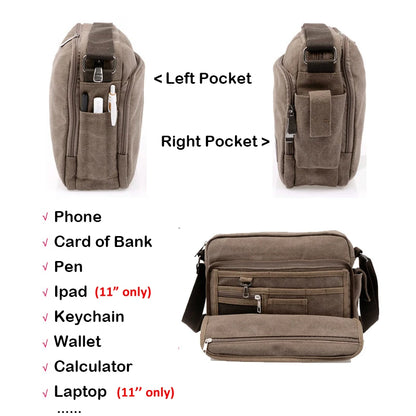 Bolsa de Lona Vintage para Hombre, Bolso Mensajero Multifuncional de Viaje, Bandolera Casual, Estilo Urbano y Ligero